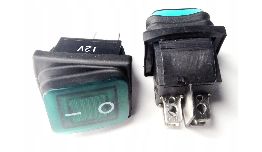 INTERRUPTEUR A BASCULE AVEC VOYANT VERT BIPOLAIRE ON-OFF 12V 30A