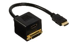 [CD34951B02] CORDON REPARTITEUR HDMI MALE-1DVI-D FEMELLE +1HDMI FEMELLE