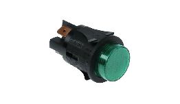 [IN49HF123] INTER ROND POUSSOIR VERT 1 POSITION 16A 250V  OFF-ON 