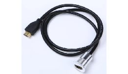 [ACELEWIND] EMBASE CHASSIS HDMI-HDMI NICKELE AVEC CABLE DE 1M + CAPUCHON IP65