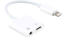 ADAPTATEUR  PRISE LIGHTNING VERS CASQUE 3.5MM ET CHARGEUR POUR IPHONE