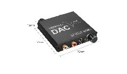 CONVERTISSEUR AUDIO OPTIQUE-COAXIAL VERS RCA STEREO AVEC VOLUME ET BASS