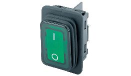 [IN192512] INTERRUPTEUR A BASCULE AVEC VOYANT VERT BIPOLAIRE OFF-(ON) 250V 16A   